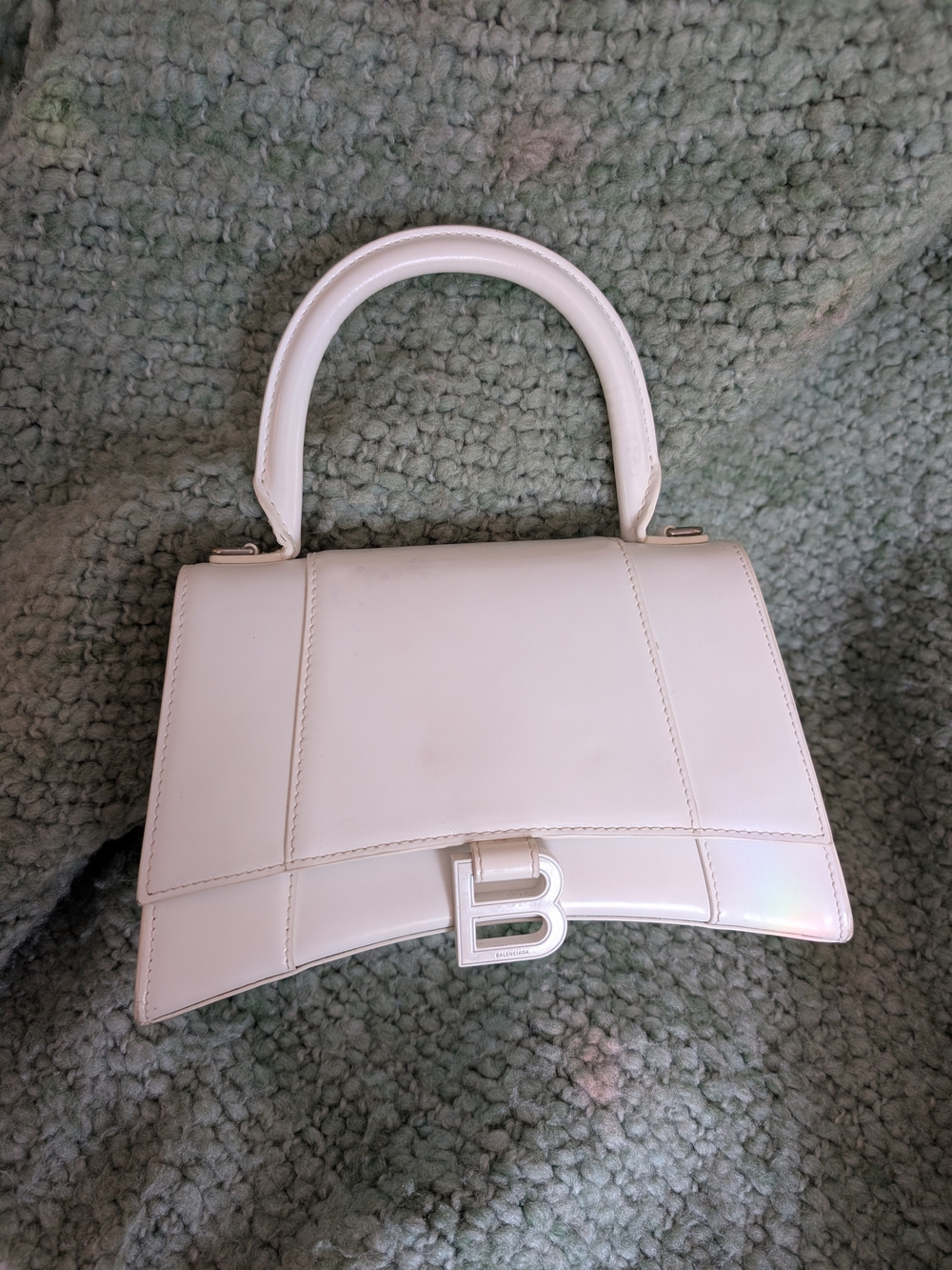 Balenciaga White Mini Top-Handle Arch B-Buckle Bag